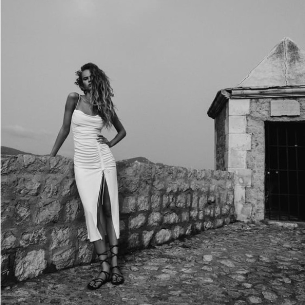 ZARA DRAPED MIDI DRESS SIZE LG Bridal Stunning